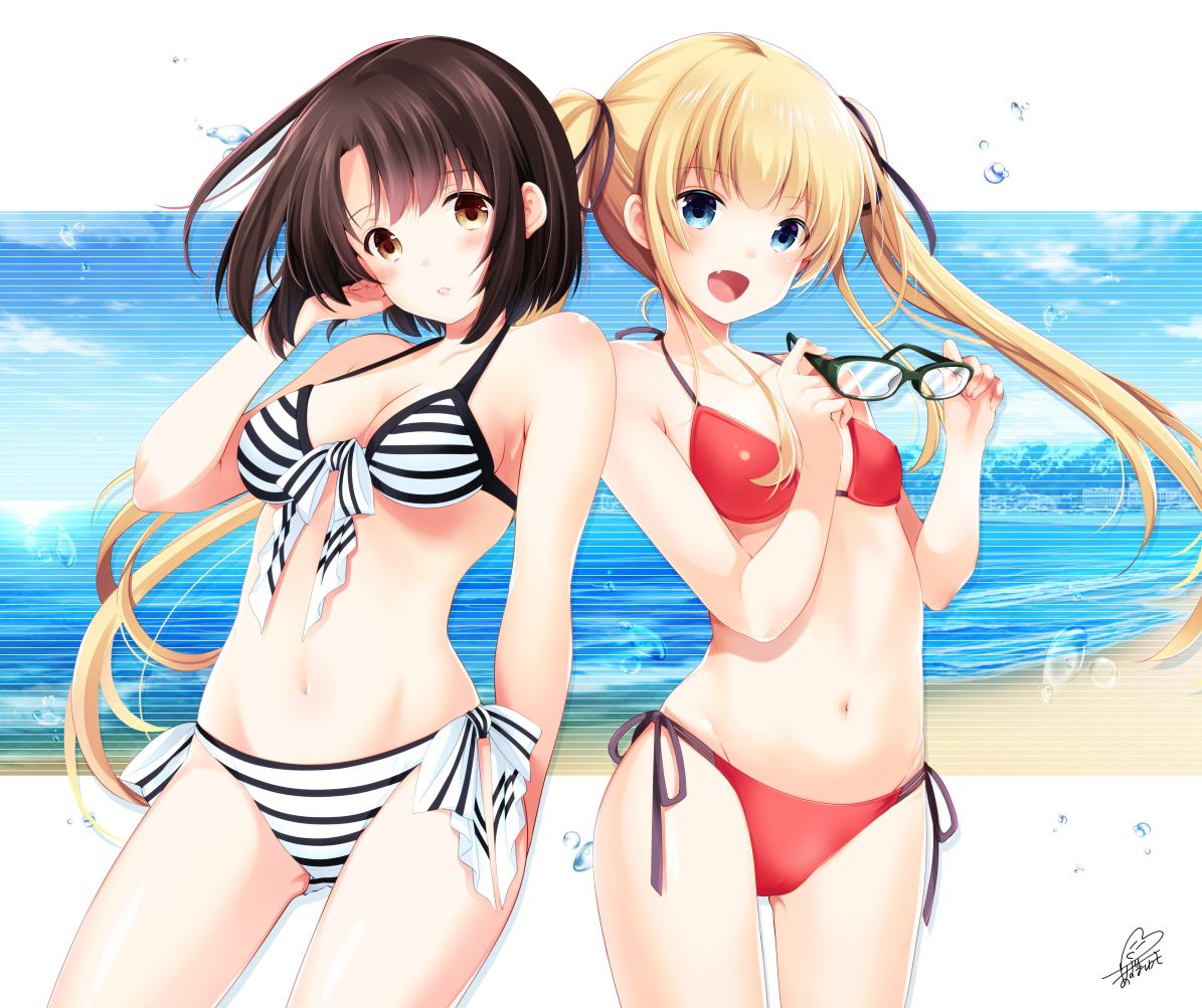 Erotic anime summary erotic images of beautiful girls wearing striped bikinis [50 pieces] 24