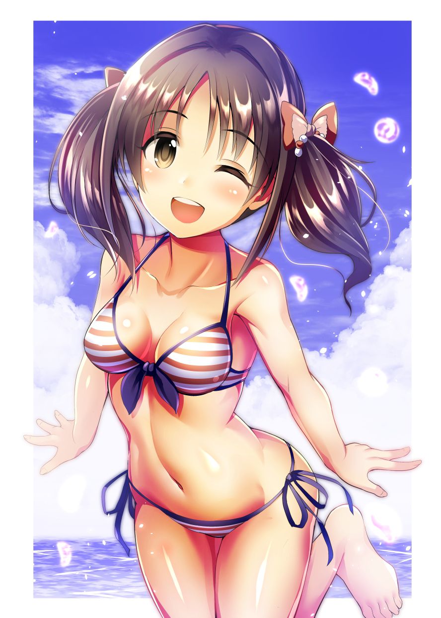 【Secondary erotic】Erotic image of a girl wearing a striped bikini [50 pieces] 50