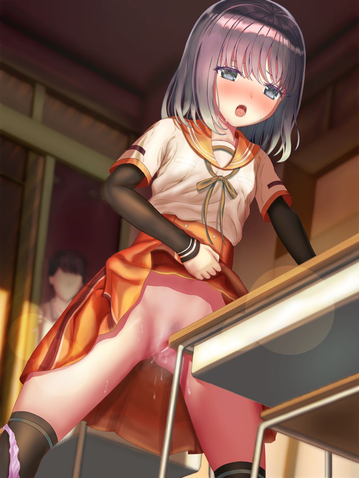 [Kaku Ona Lori Girl] Secondary erotic image of a secondary loli girl indulging in angular masturbation that she can't stand pressing her crotch against the desk 45
