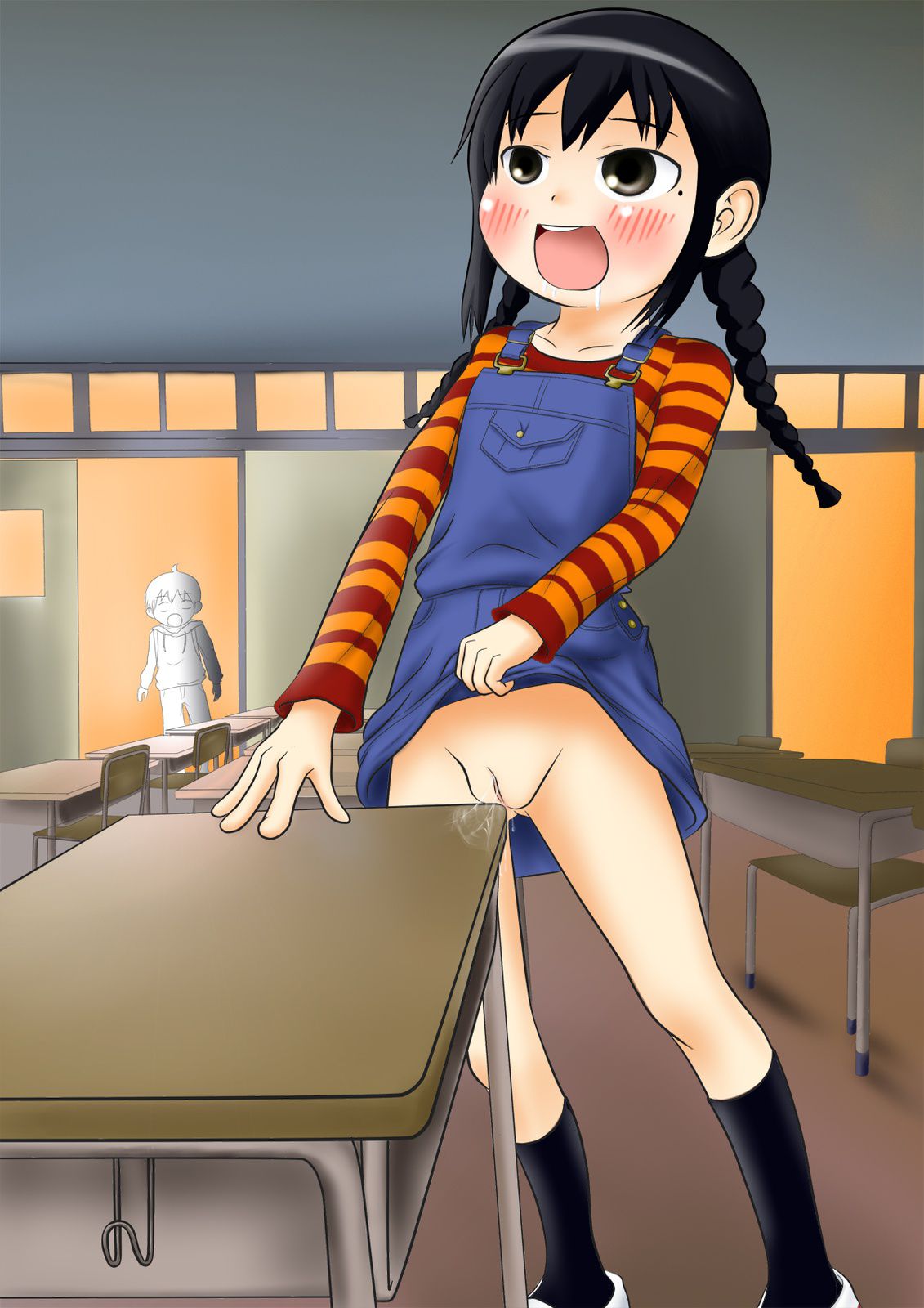 [Kaku Ona Lori Girl] Secondary erotic image of a secondary loli girl indulging in angular masturbation that she can't stand pressing her crotch against the desk 52