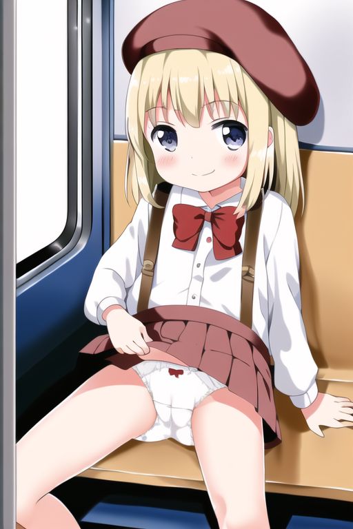 [Lolita sitting pan moro] Lolipan secondary erotic image drawn by an AI that can see the whole pants in the misbehaving sitting way of a secondary loli school girl 12