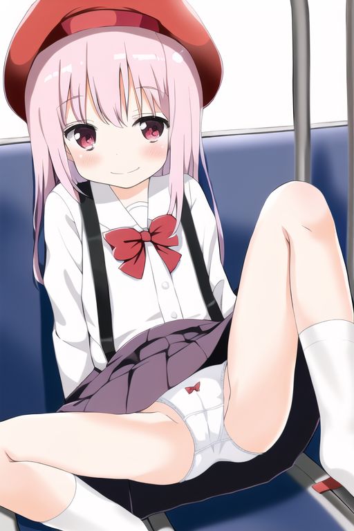 [Lolita sitting pan moro] Lolipan secondary erotic image drawn by an AI that can see the whole pants in the misbehaving sitting way of a secondary loli school girl 16