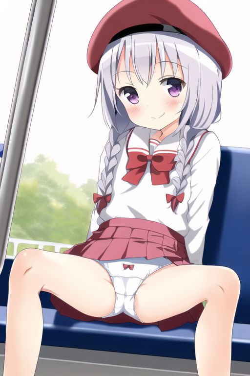 [Lolita sitting pan moro] Lolipan secondary erotic image drawn by an AI that can see the whole pants in the misbehaving sitting way of a secondary loli school girl 22