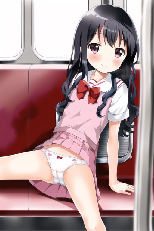 [Lolita sitting pan moro] Lolipan secondary erotic image drawn by an AI that can see the whole pants in the misbehaving sitting way of a secondary loli school girl 23