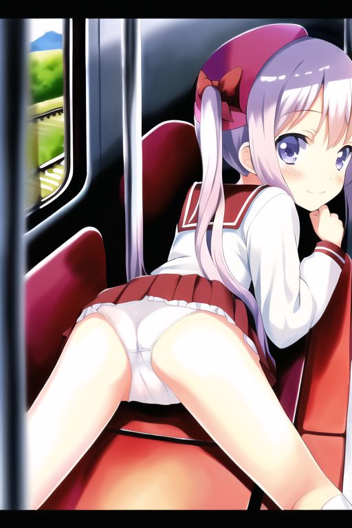 [Lolita sitting pan moro] Lolipan secondary erotic image drawn by an AI that can see the whole pants in the misbehaving sitting way of a secondary loli school girl 46