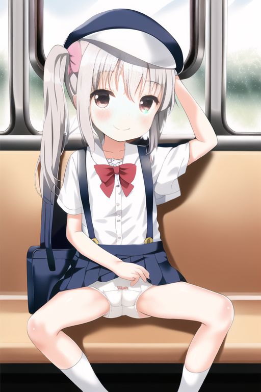 [Lolita sitting pan moro] Lolipan secondary erotic image drawn by an AI that can see the whole pants in the misbehaving sitting way of a secondary loli school girl 63