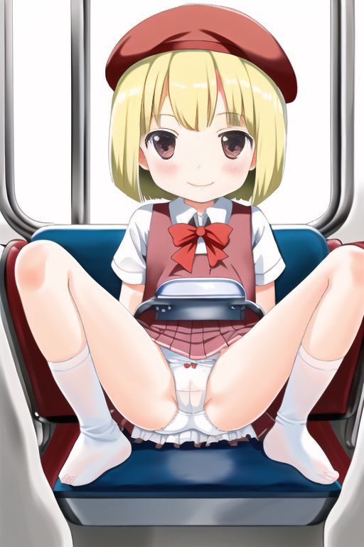 [Lolita sitting pan moro] Lolipan secondary erotic image drawn by an AI that can see the whole pants in the misbehaving sitting way of a secondary loli school girl 65