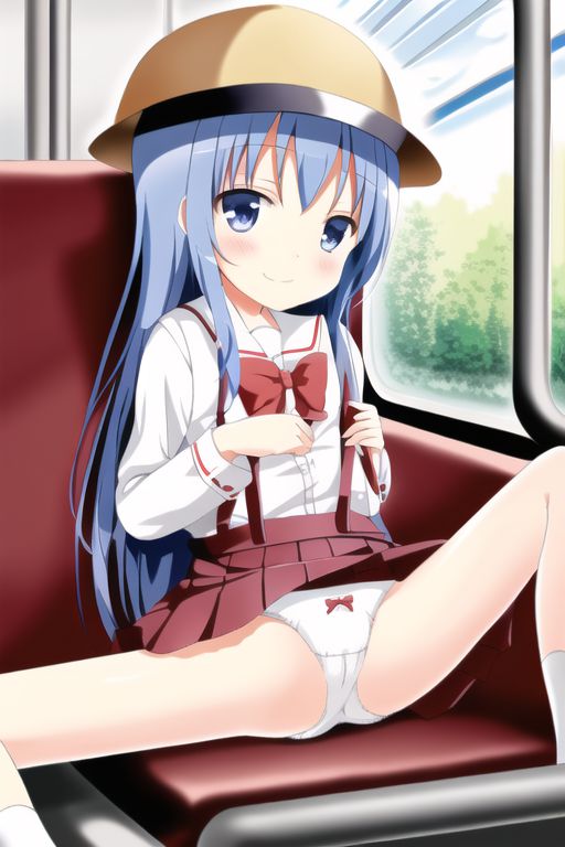 [Lolita sitting pan moro] Lolipan secondary erotic image drawn by an AI that can see the whole pants in the misbehaving sitting way of a secondary loli school girl 76