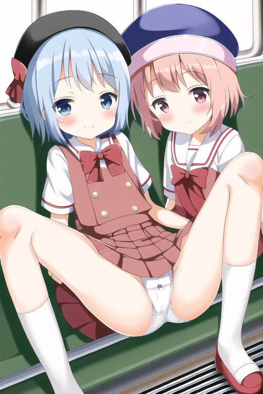 [Lolita sitting pan moro] Lolipan secondary erotic image drawn by an AI that can see the whole pants in the misbehaving sitting way of a secondary loli school girl 82