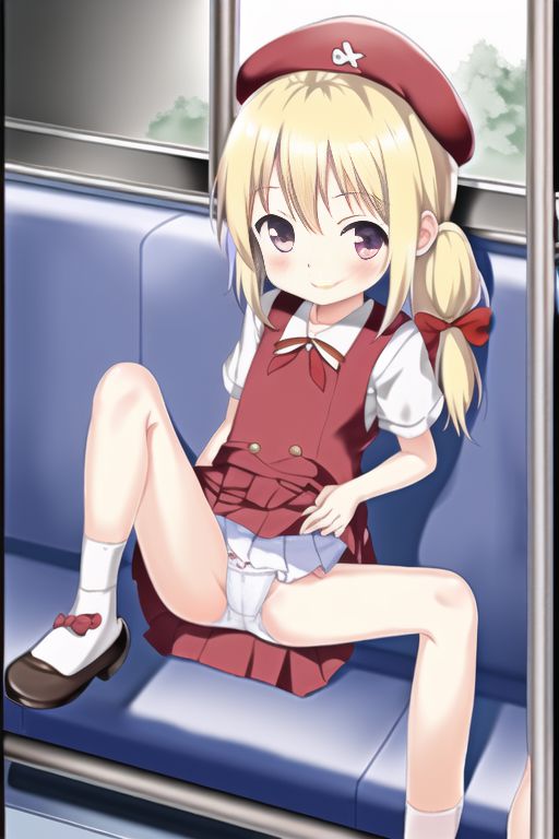 [Lolita sitting pan moro] Lolipan secondary erotic image drawn by an AI that can see the whole pants in the misbehaving sitting way of a secondary loli school girl 84