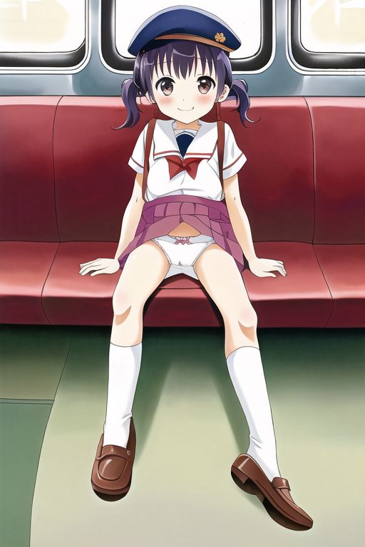 [Lolita sitting pan moro] Lolipan secondary erotic image drawn by an AI that can see the whole pants in the misbehaving sitting way of a secondary loli school girl 85