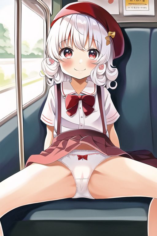 [Lolita sitting pan moro] Lolipan secondary erotic image drawn by an AI that can see the whole pants in the misbehaving sitting way of a secondary loli school girl 87