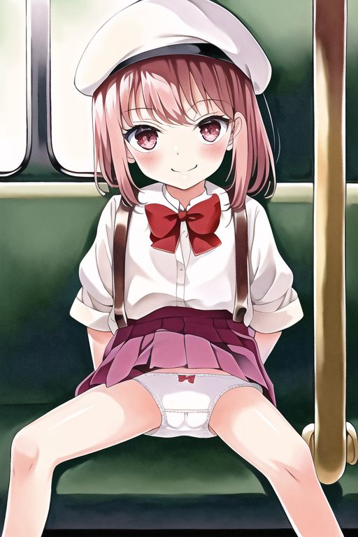 [Lolita sitting pan moro] Lolipan secondary erotic image drawn by an AI that can see the whole pants in the misbehaving sitting way of a secondary loli school girl 89