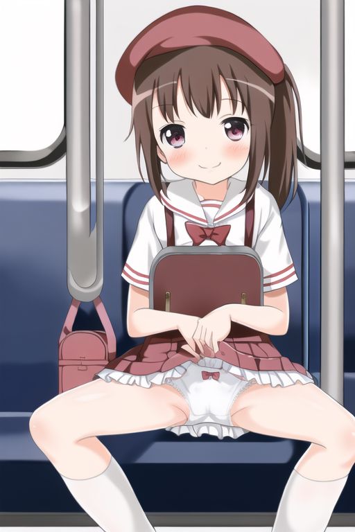 [Lolita sitting pan moro] Lolipan secondary erotic image drawn by an AI that can see the whole pants in the misbehaving sitting way of a secondary loli school girl 9