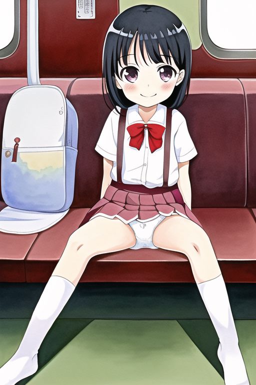 [Lolita sitting pan moro] Lolipan secondary erotic image drawn by an AI that can see the whole pants in the misbehaving sitting way of a secondary loli school girl 93