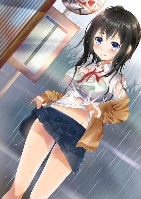 Secondary erotic girls who clothes have become transparent due to soaking wet [45 pieces] 32
