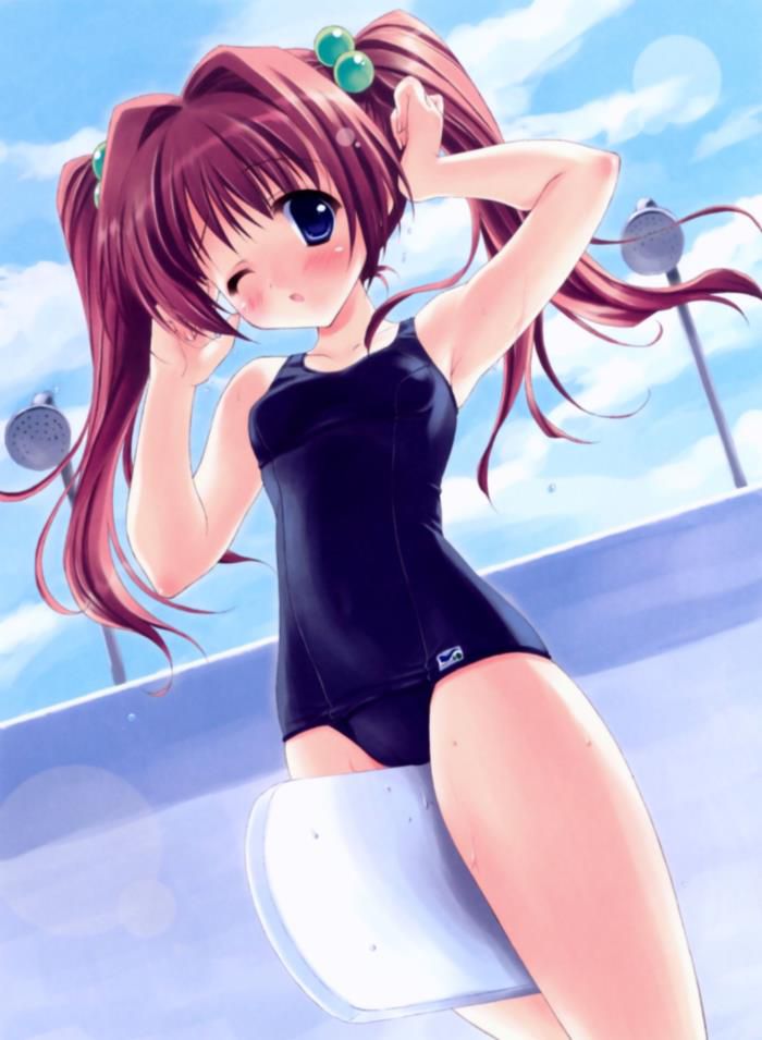 A slight image of a beautiful girl wearing a 2D school swimsuit 5
