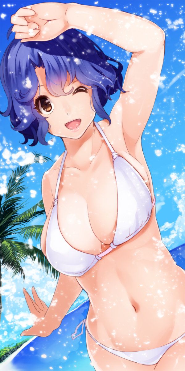 Lewd image of swimsuit with little cloth area I want to expose important parts by shifting the swimsuit 10