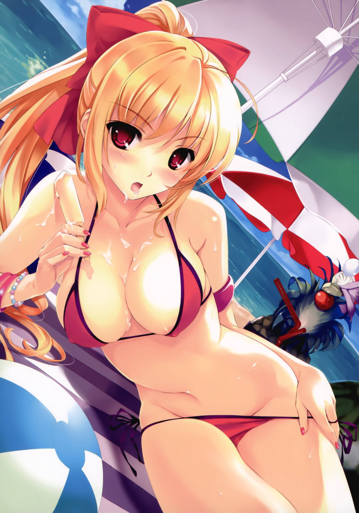 Lewd image of swimsuit with little cloth area I want to expose important parts by shifting the swimsuit 7