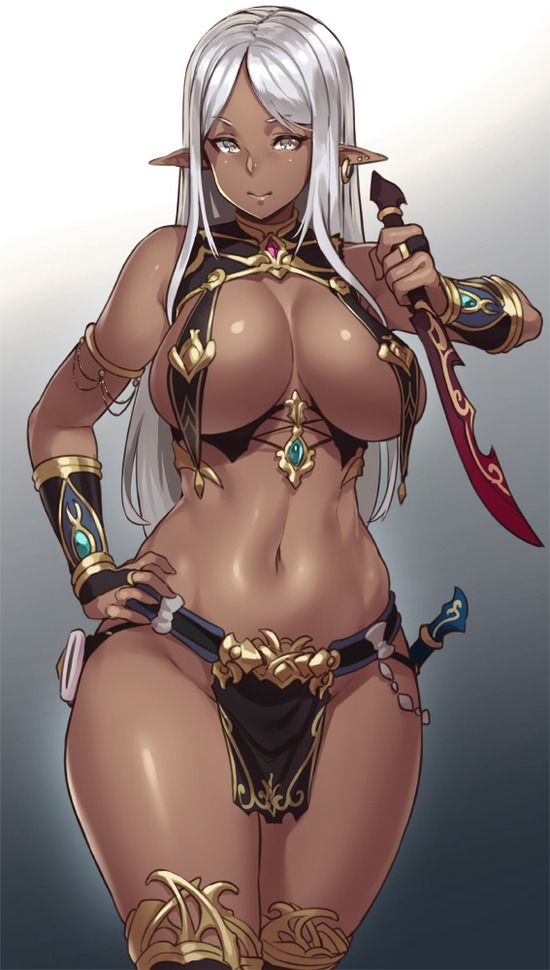 Erotic image of "silver hair brown skin" that is strangely matched even if it exists only in anime and manga 13
