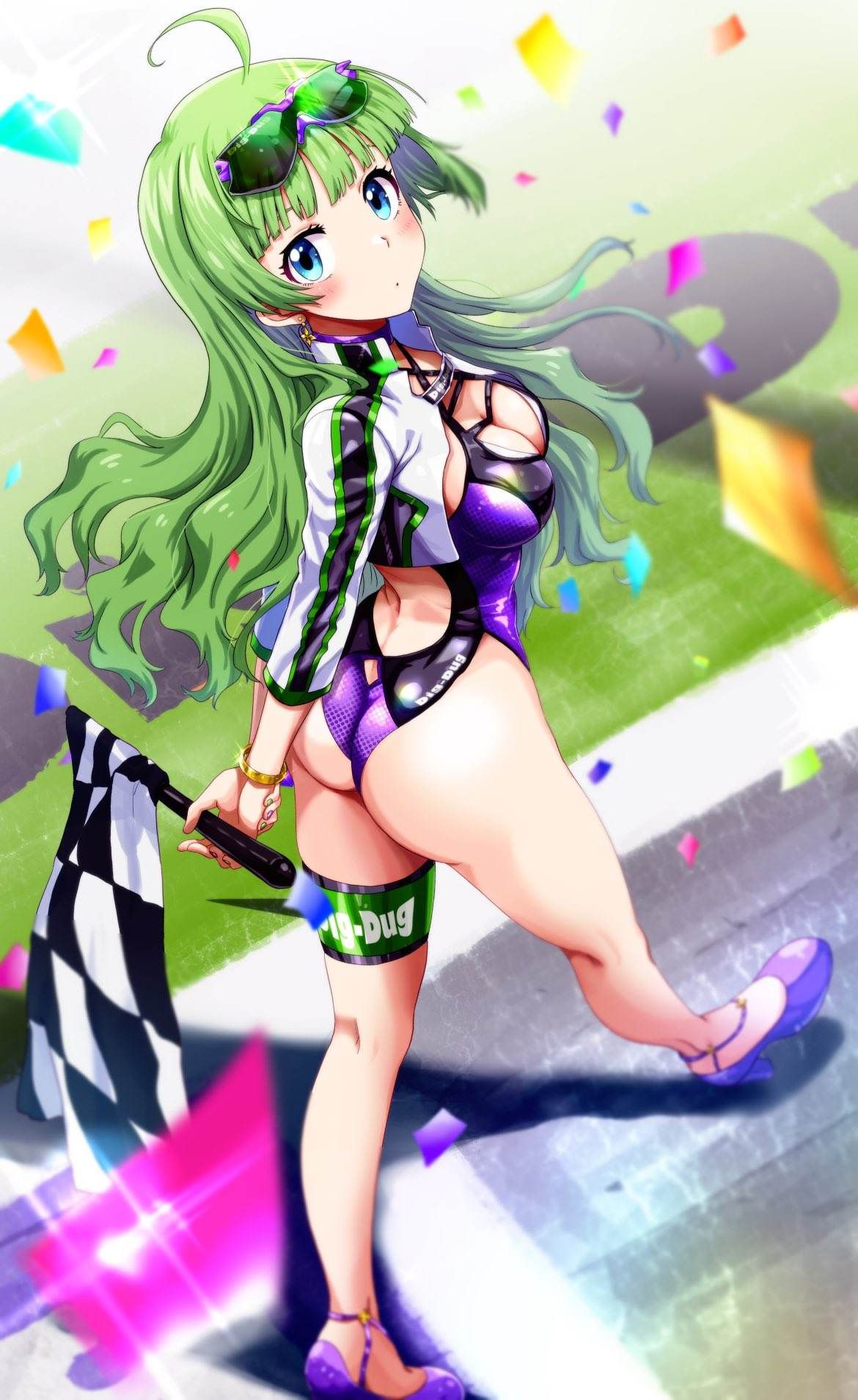 Goddess of the circuit! It is a race queen's young lady who is samurai to the car body in a high leg leotard and a bold ♪ 4