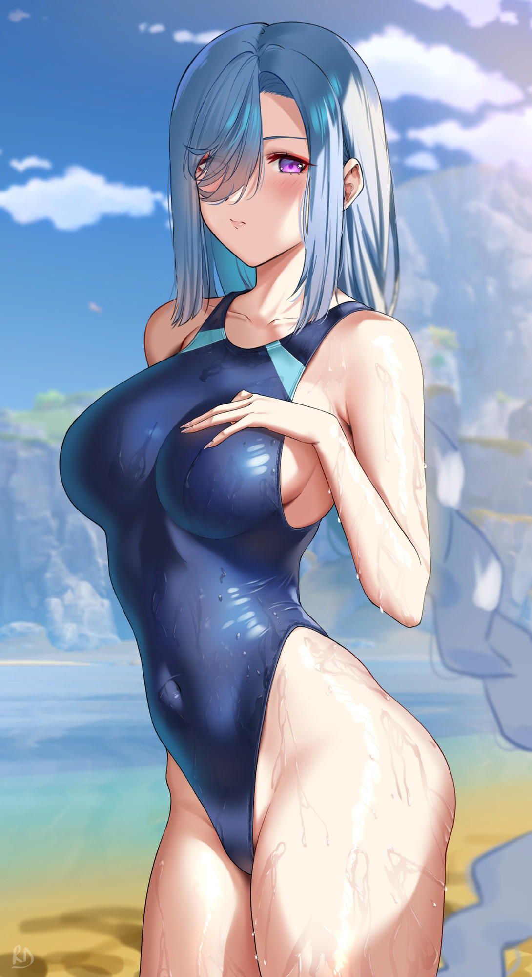 A girl in a competitive swimsuit who is wet and tight (* 'д'*) huh (54) 30