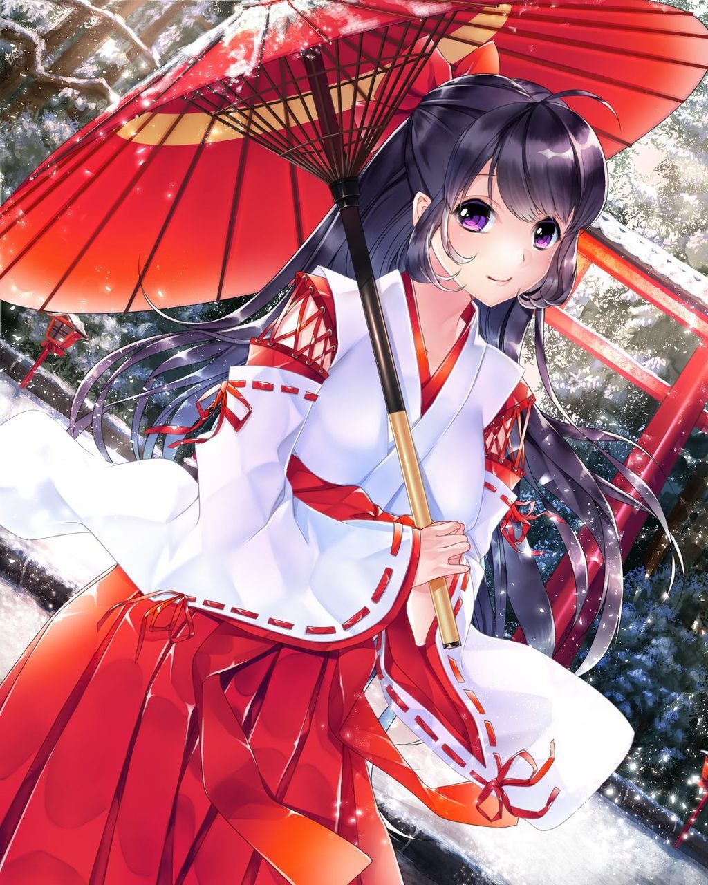 Moe illustration of a shrine maiden 12