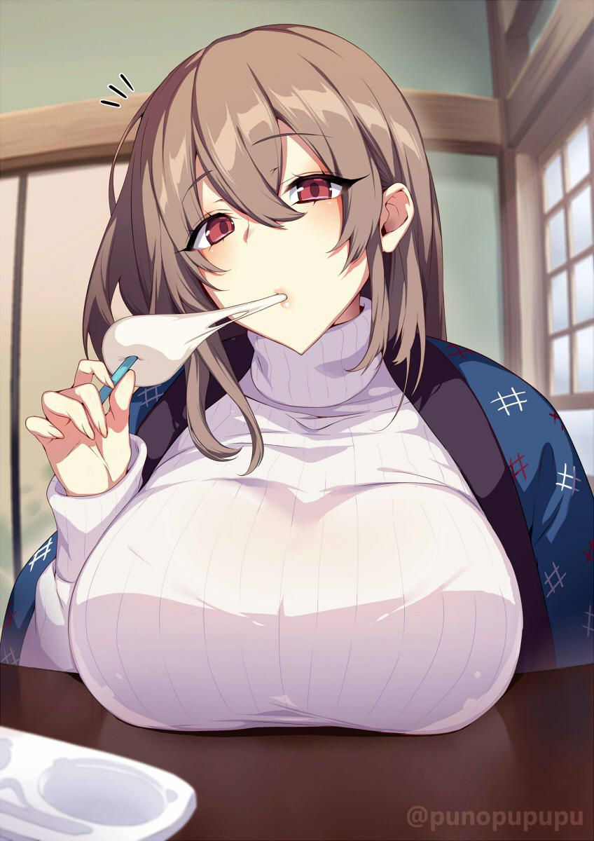 Just look at it and it will be HOT ... Fluffy busty pie sweater wrapped ♪ 5