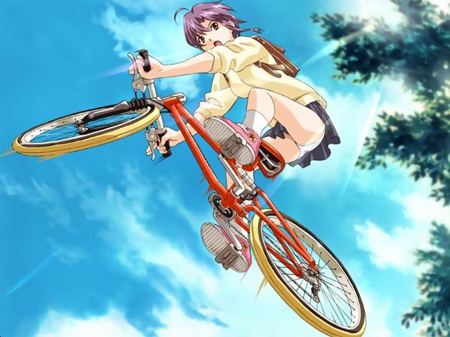 【Secondary】Erotic image of "bicycle panchira" where a country schoolgirl serves a salaryman on her way to work every morning 35
