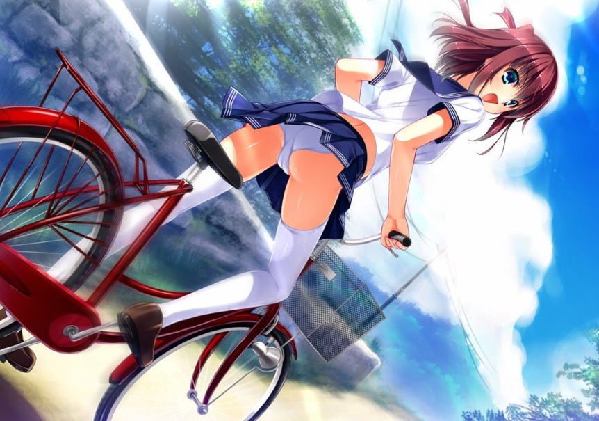 【Secondary】Erotic image of "bicycle panchira" where a country schoolgirl serves a salaryman on her way to work every morning 5
