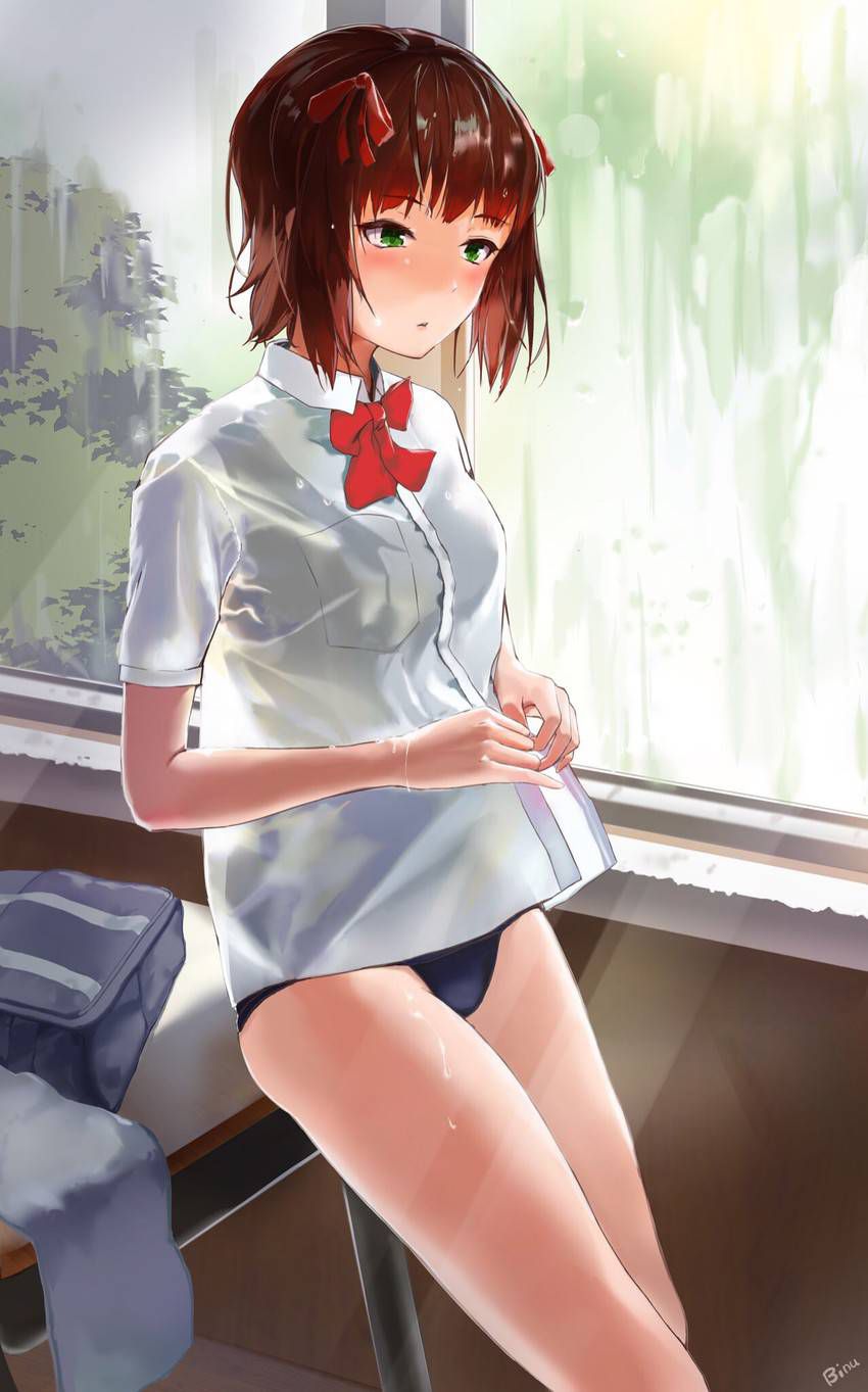 【Secondary】Erotic image of "sheer bra schoolgirl" who has wet uniform in sudden rain and bra is transparent 10