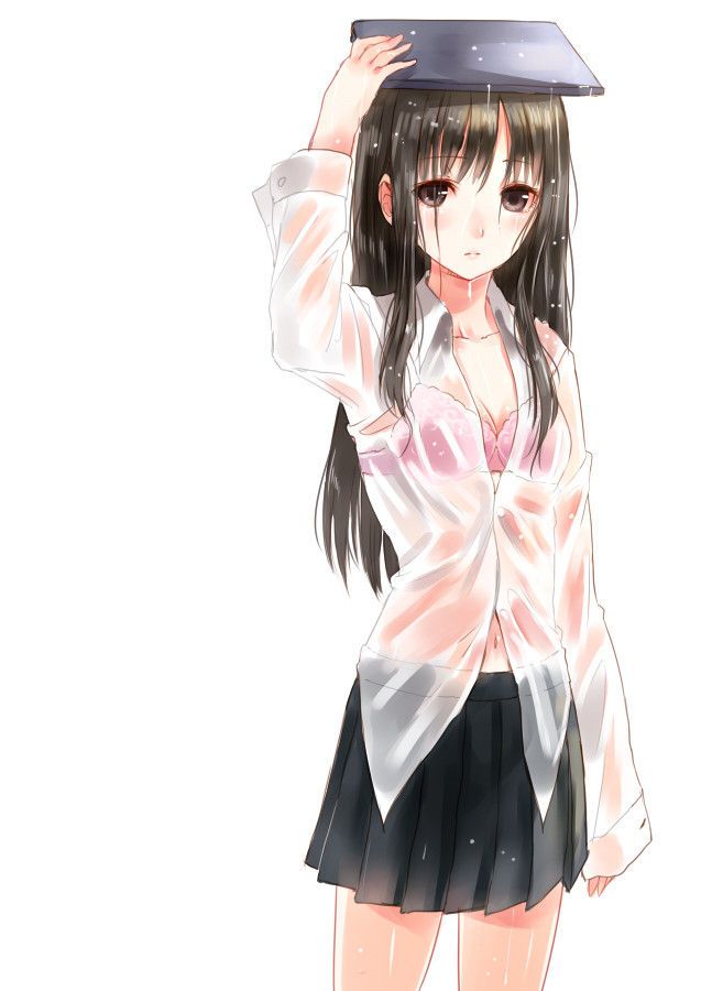 【Secondary】Erotic image of "sheer bra schoolgirl" who has wet uniform in sudden rain and bra is transparent 12