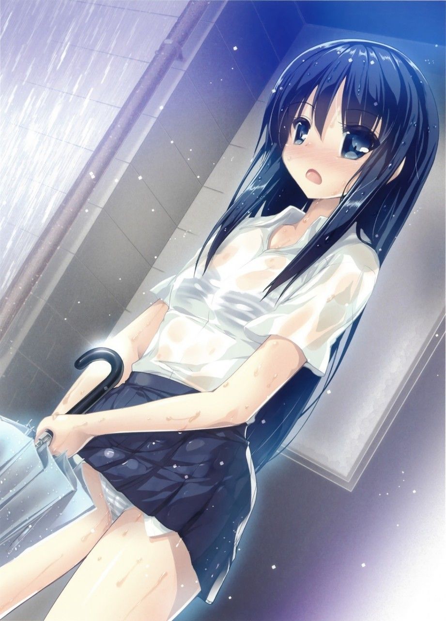【Secondary】Erotic image of "sheer bra schoolgirl" who has wet uniform in sudden rain and bra is transparent 13