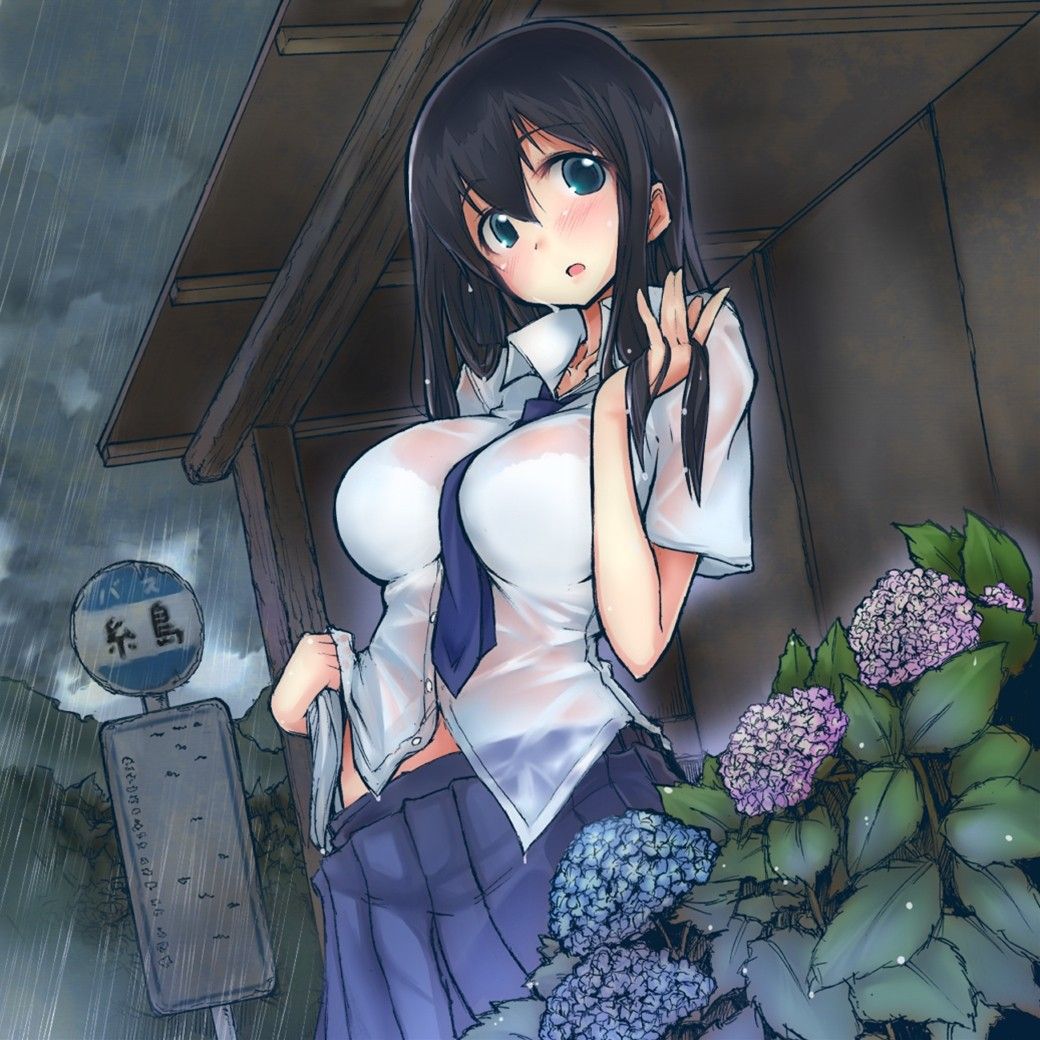 【Secondary】Erotic image of "sheer bra schoolgirl" who has wet uniform in sudden rain and bra is transparent 17