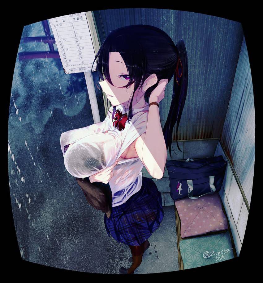 【Secondary】Erotic image of "sheer bra schoolgirl" who has wet uniform in sudden rain and bra is transparent 21