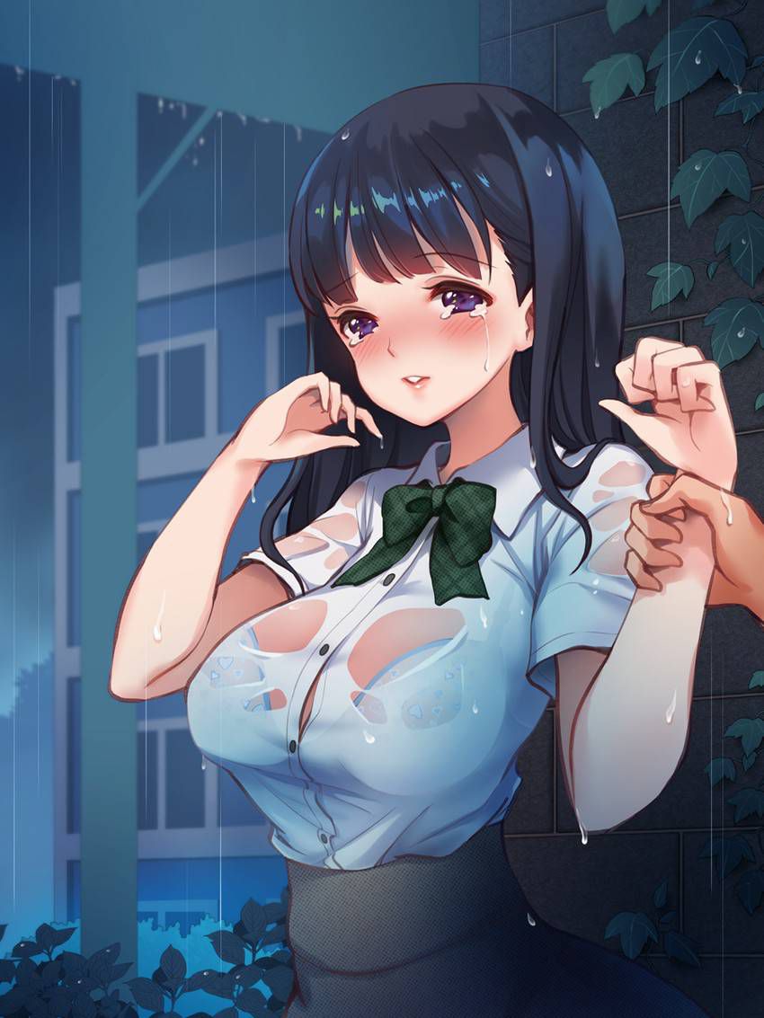 【Secondary】Erotic image of "sheer bra schoolgirl" who has wet uniform in sudden rain and bra is transparent 24