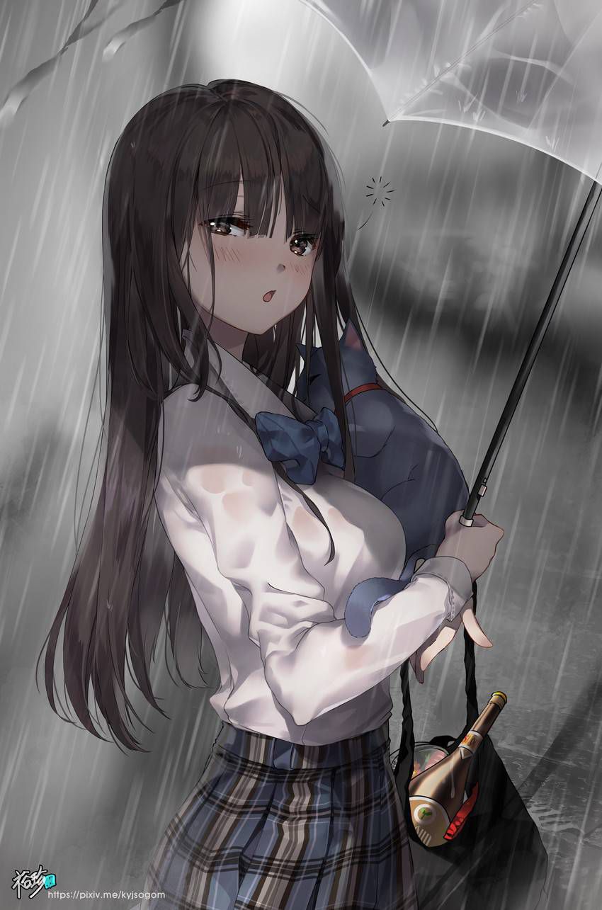 【Secondary】Erotic image of "sheer bra schoolgirl" who has wet uniform in sudden rain and bra is transparent 26