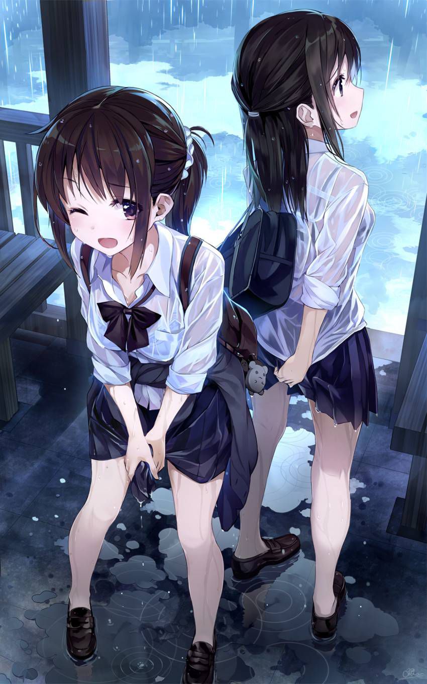 【Secondary】Erotic image of "sheer bra schoolgirl" who has wet uniform in sudden rain and bra is transparent 30