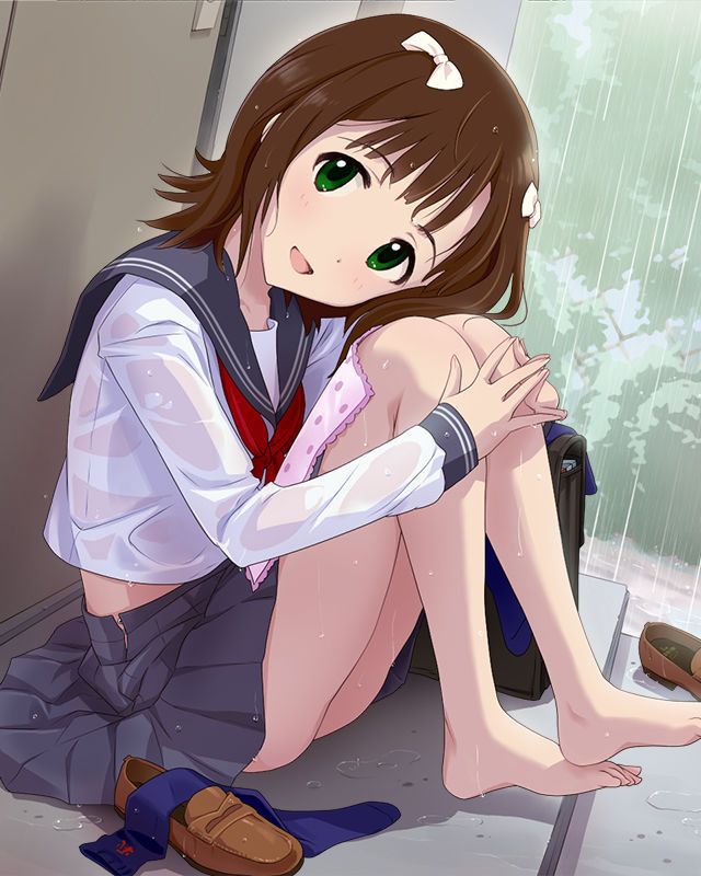 【Secondary】Erotic image of "sheer bra schoolgirl" who has wet uniform in sudden rain and bra is transparent 38