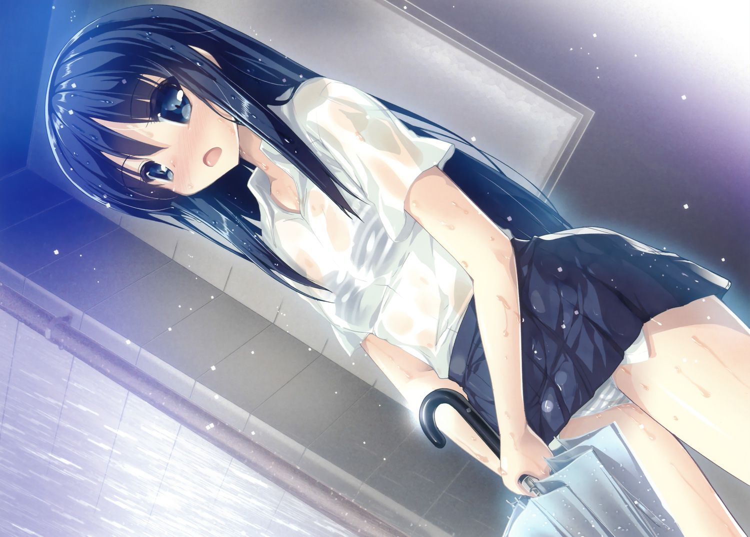 【Secondary】Erotic image of "sheer bra schoolgirl" who has wet uniform in sudden rain and bra is transparent 45