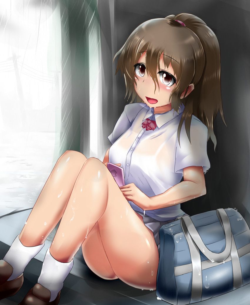 【Secondary】Erotic image of "sheer bra schoolgirl" who has wet uniform in sudden rain and bra is transparent 47