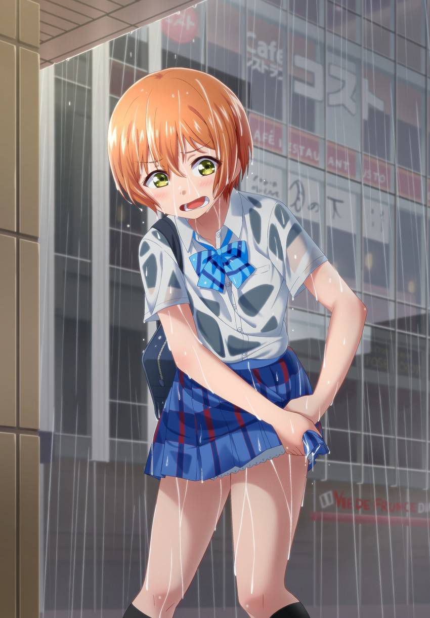 【Secondary】Erotic image of "sheer bra schoolgirl" who has wet uniform in sudden rain and bra is transparent 50