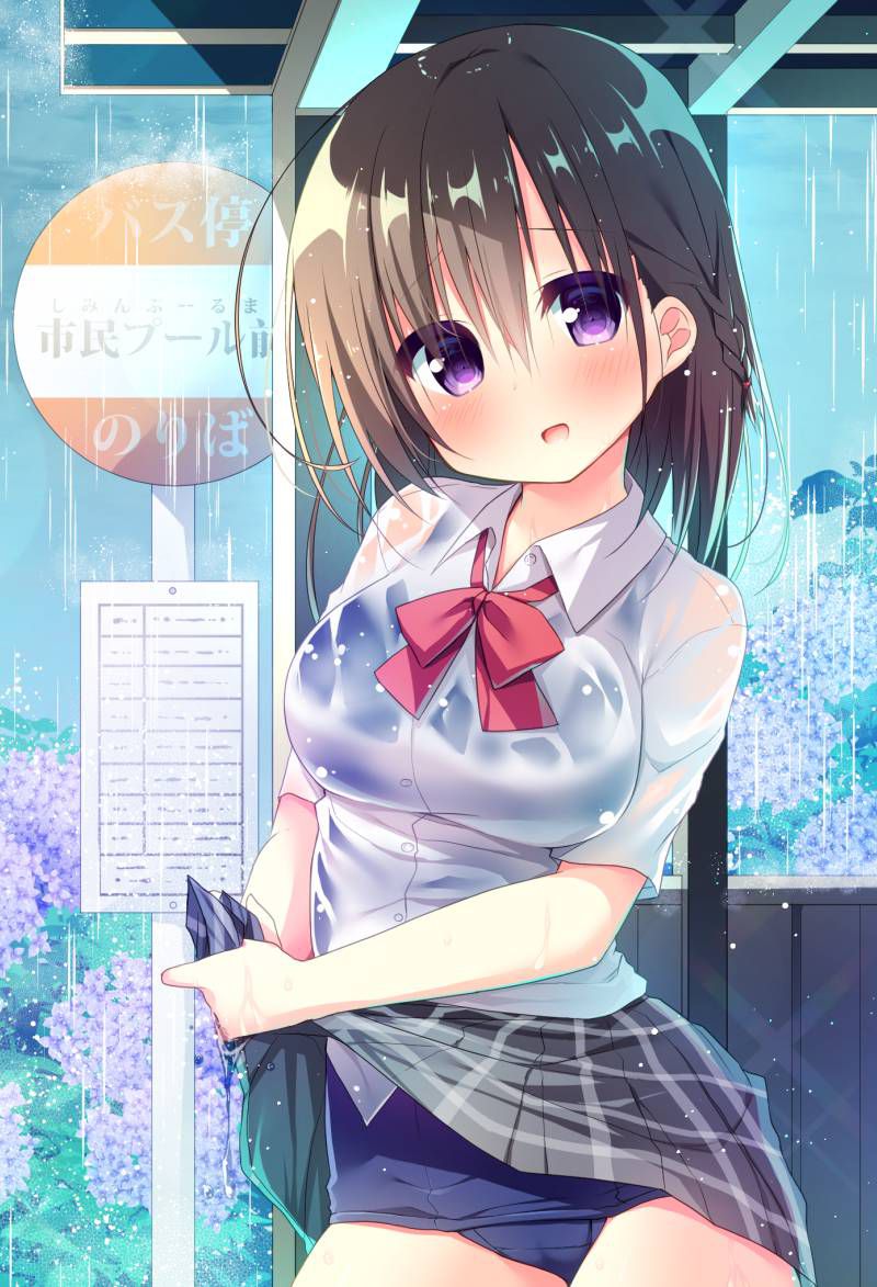 【Secondary】Erotic image of "sheer bra schoolgirl" who has wet uniform in sudden rain and bra is transparent 52