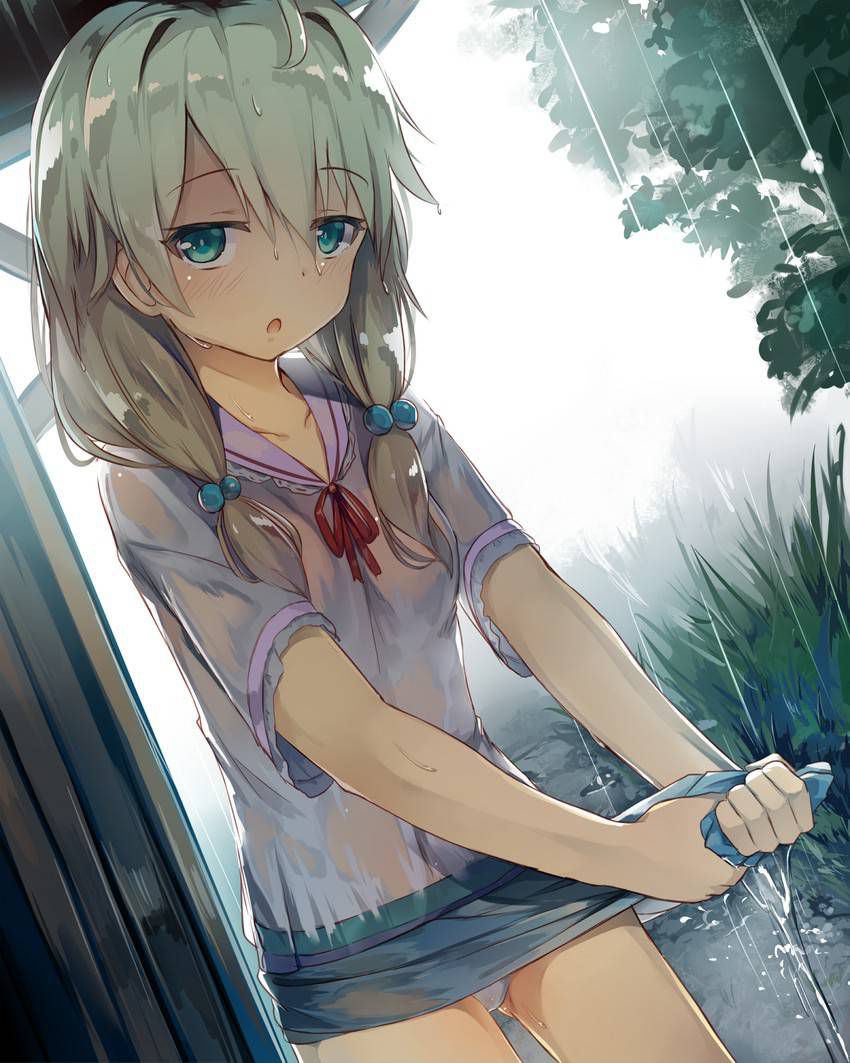 【Secondary】Erotic image of "sheer bra schoolgirl" who has wet uniform in sudden rain and bra is transparent 56