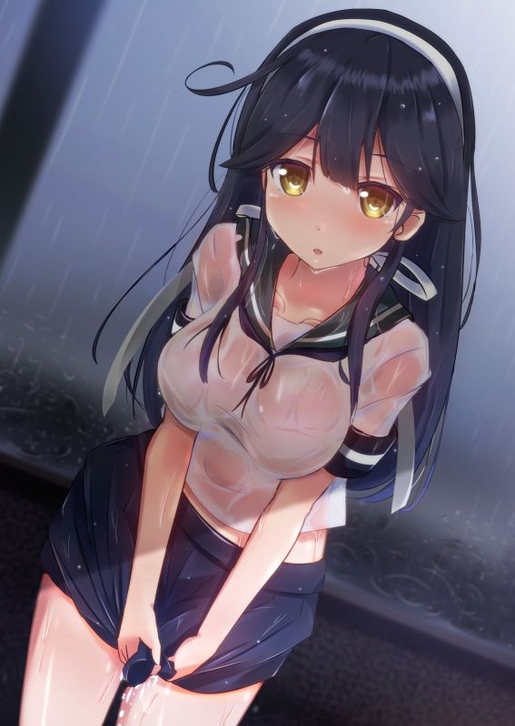 【Secondary】Erotic image of "sheer bra schoolgirl" who has wet uniform in sudden rain and bra is transparent 59