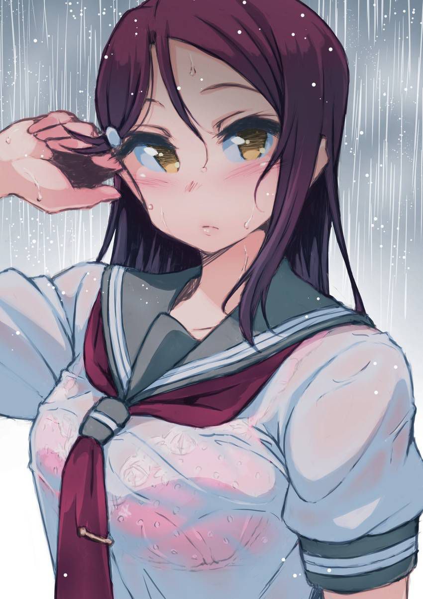 【Secondary】Erotic image of "sheer bra schoolgirl" who has wet uniform in sudden rain and bra is transparent 67