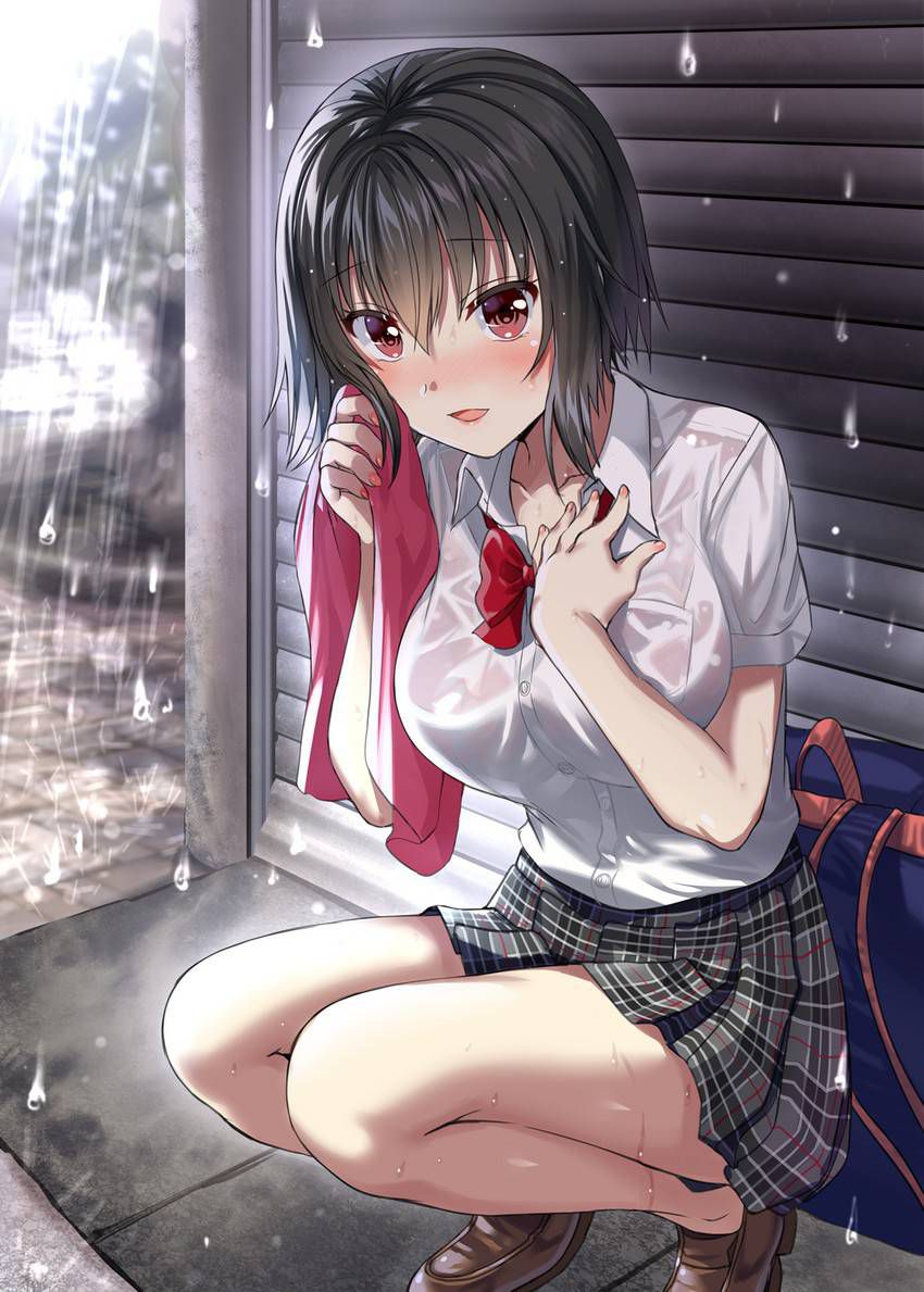 【Secondary】Erotic image of "sheer bra schoolgirl" who has wet uniform in sudden rain and bra is transparent 7
