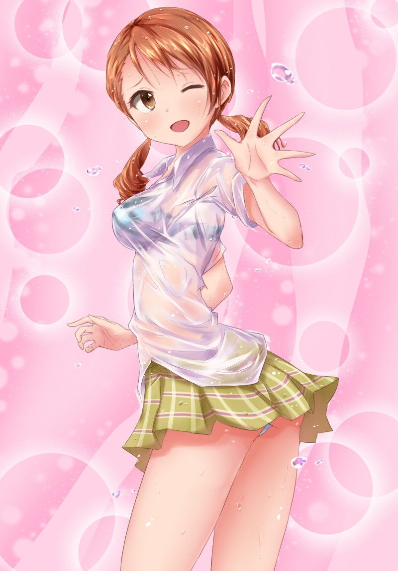 【Secondary】Erotic image of "sheer bra schoolgirl" who has wet uniform in sudden rain and bra is transparent 70