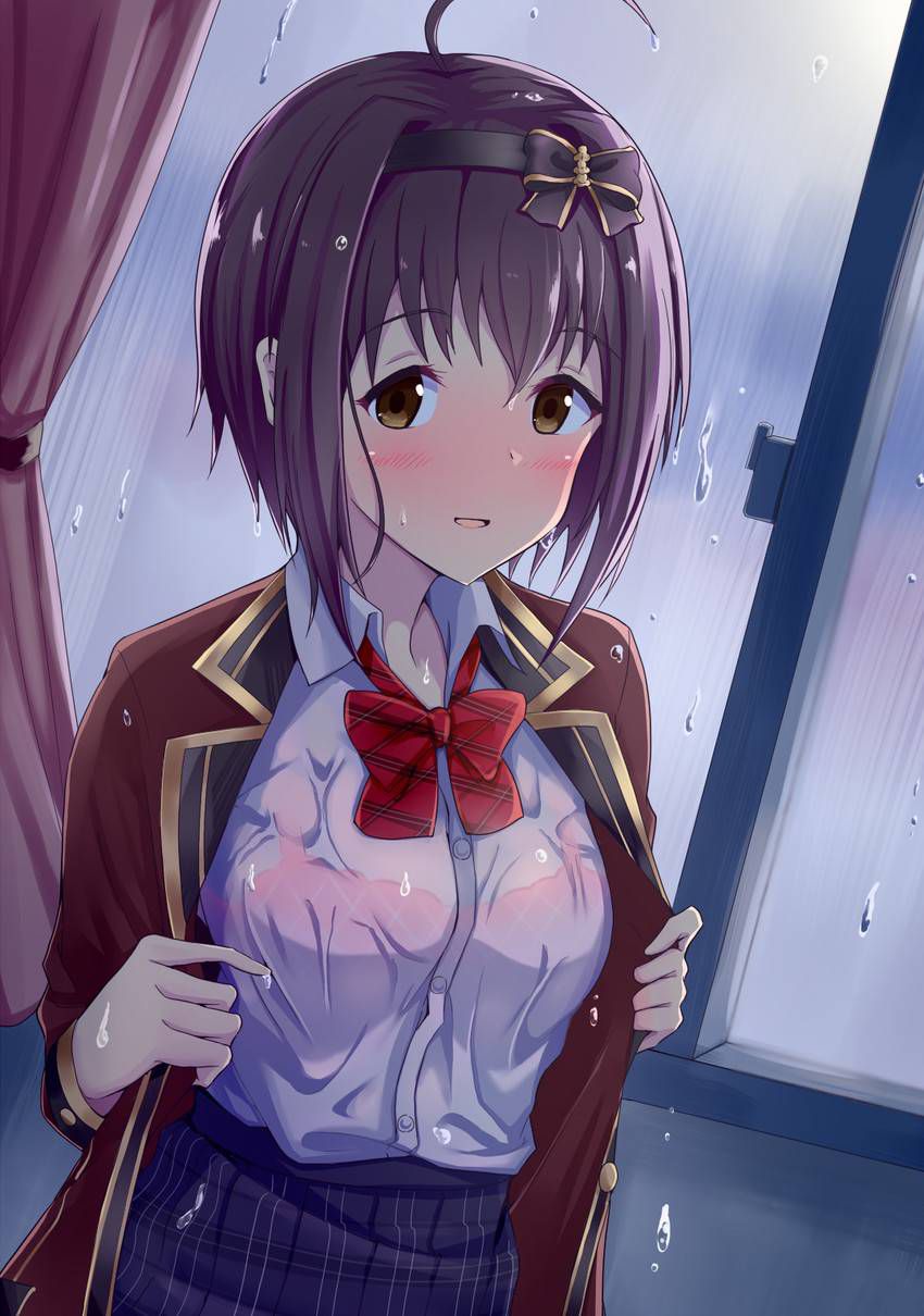 【Secondary】Erotic image of "sheer bra schoolgirl" who has wet uniform in sudden rain and bra is transparent 71