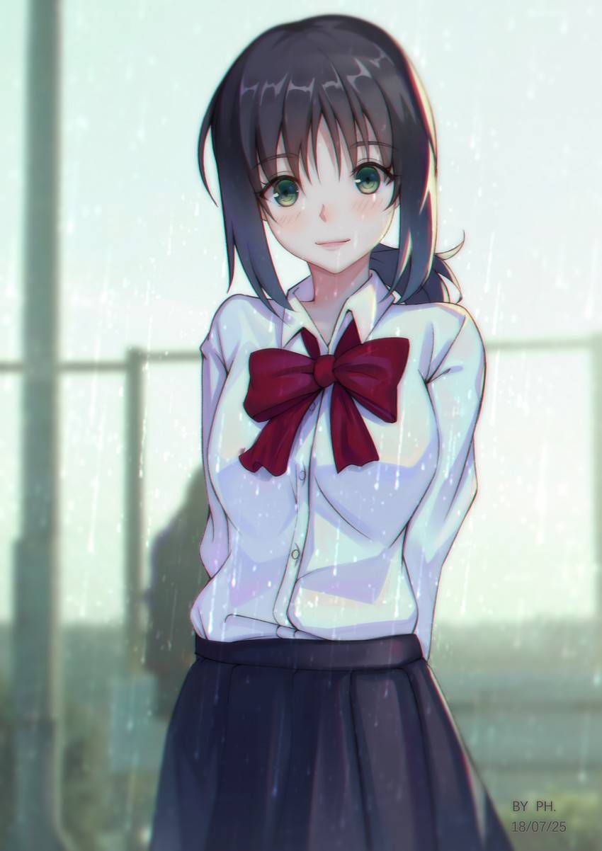 【Secondary】Erotic image of "sheer bra schoolgirl" who has wet uniform in sudden rain and bra is transparent 9